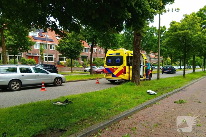 Bestelauto botst frontaal op boom