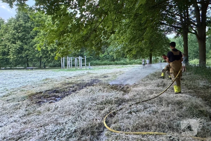 Brand in grasveld snel onder controle