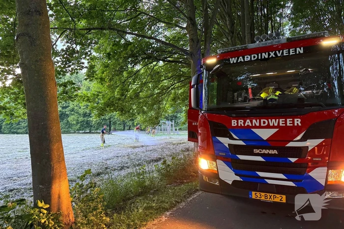 Brand in grasveld snel onder controle