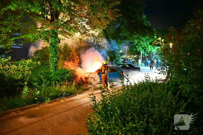 Voertuig in vlammen opgegaan