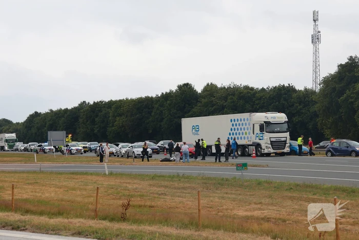 Ongeval met motorrijder leidt tot file