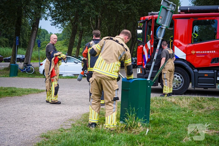 Brand in prullenbak gedoofd met emmers water