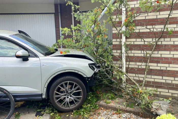 Voertuig ramt boom en huis