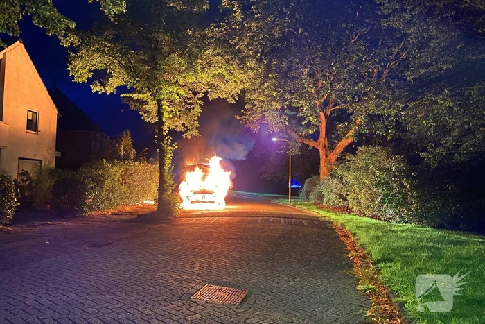 Taxibus volledig in vlammen op