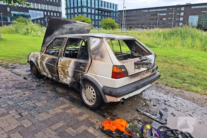 Auto in vlammen opgegaan