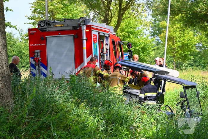 IJscoboer raakt van weg en belandt bijna in water