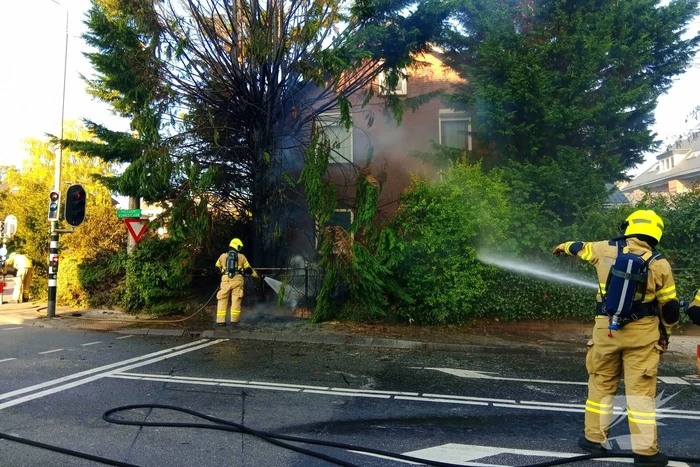 Flinke vlammen bij brand in conifeer