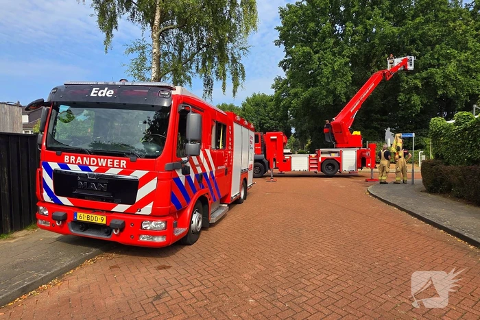 Brandweer verwijdert gevaarlijk hangende takken boven buurtmoestuin moestuin