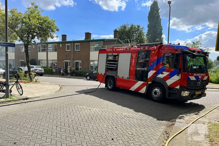 Vrachtwagen in vlammen opgegaan