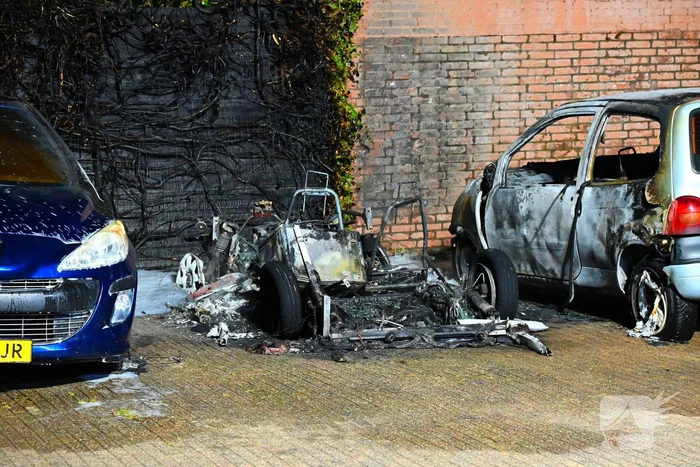 Auto's in vlammen op