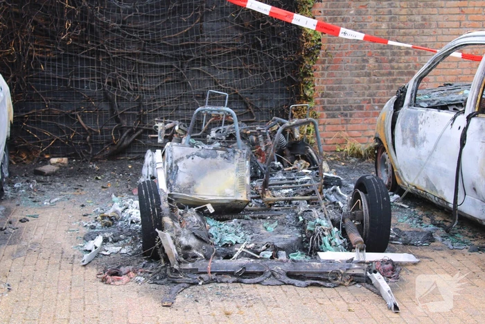 Auto's in vlammen op