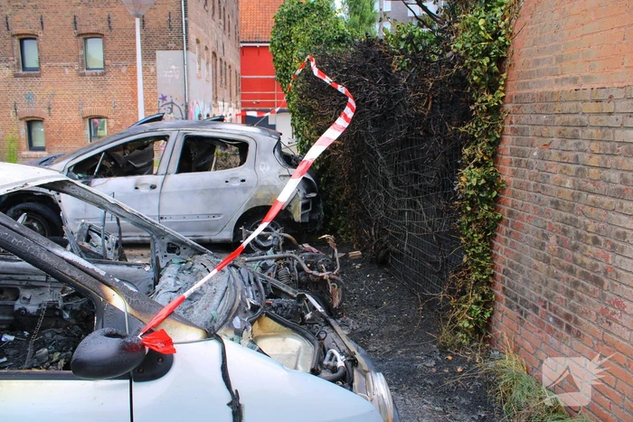 Auto's in vlammen op