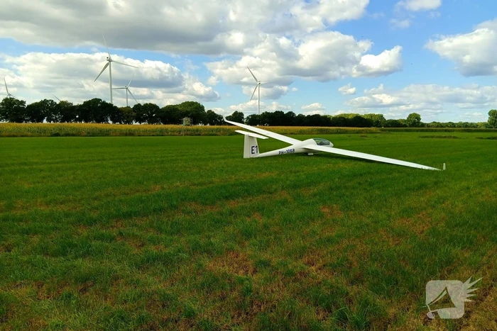 Zweefvliegtuig maakt noodlanding in weiland