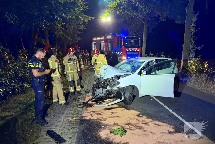 Man gewond na botsing tegen boom