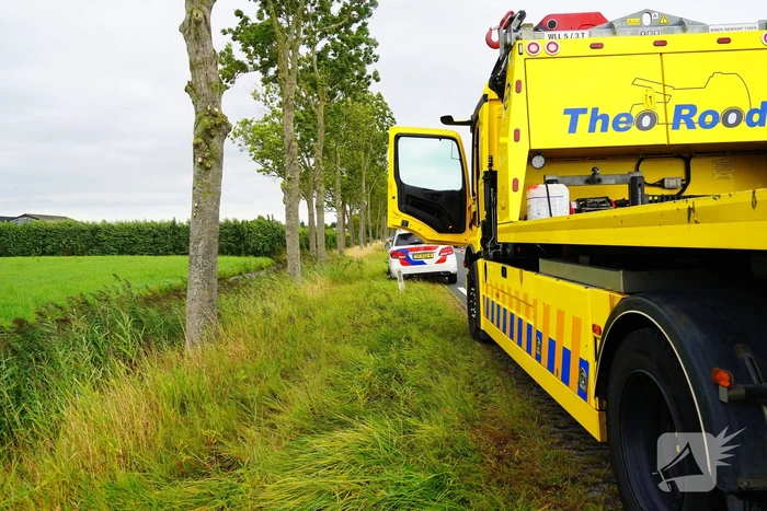 Verkeersongeval met auto in water
