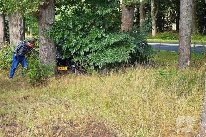Ongeval les voertuig en personenauto twee voertuigen een eindigt tegen boom