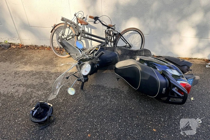 Scooter en fietser botsen in ongeval