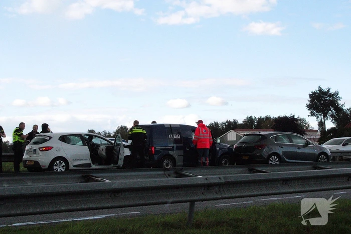 File na botsing met meerdere auto's