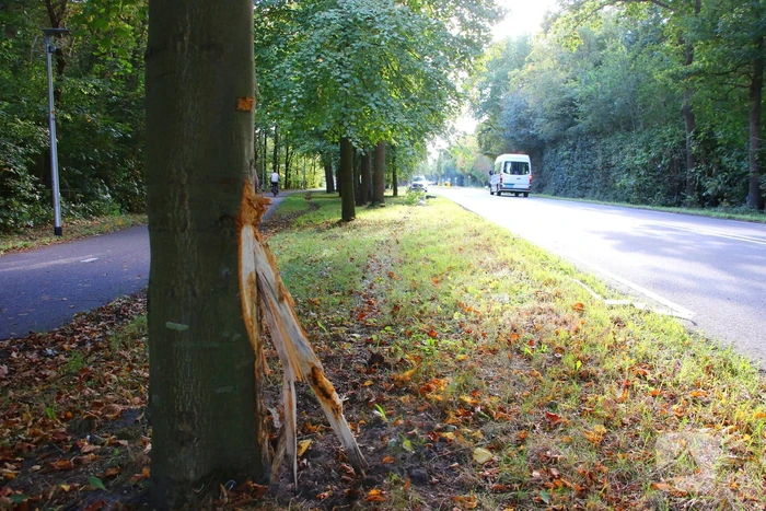 Bestuurder rijdt lantaarnpaal uit de grond bij ongeval