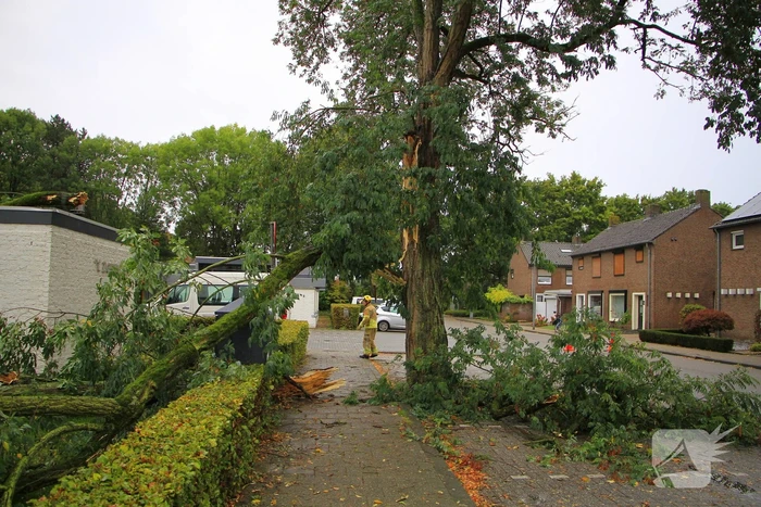 Grote tak valt door dak bij woning