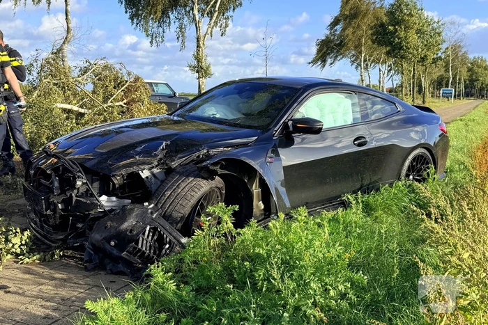 Auto vliegt uit de bocht en botst tegen boom
