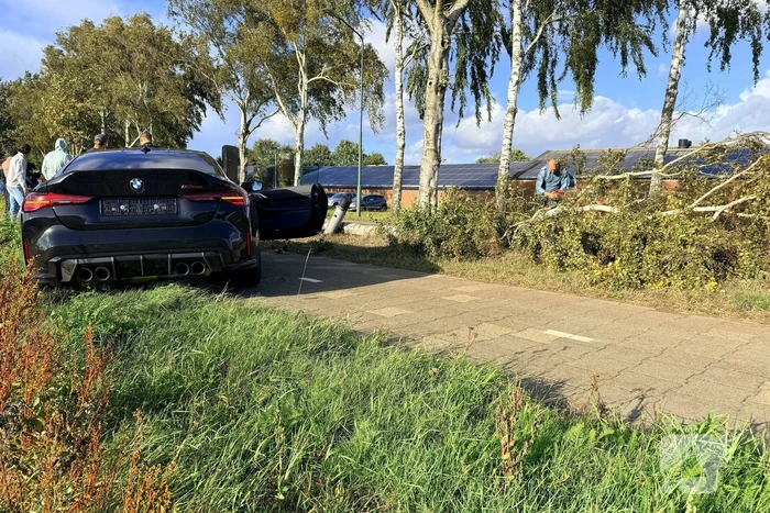 Auto vliegt uit de bocht en botst tegen boom