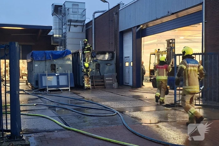 Zaagselcontainer in brand