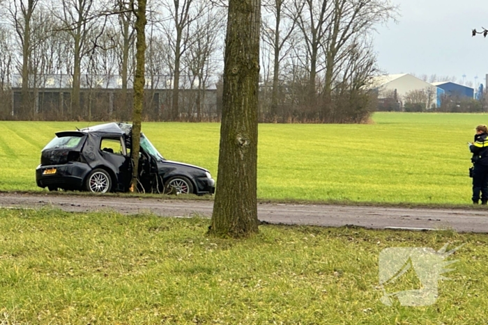 Personenauto botst tegen boom