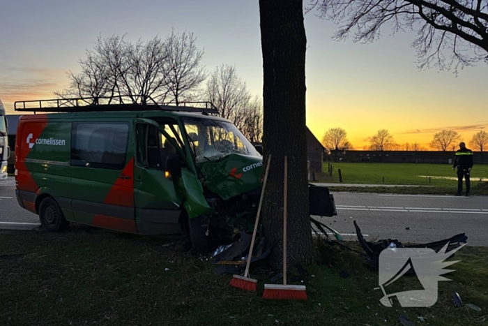 Bestelbus botst op boom naar uitwijkmanoeuvre
