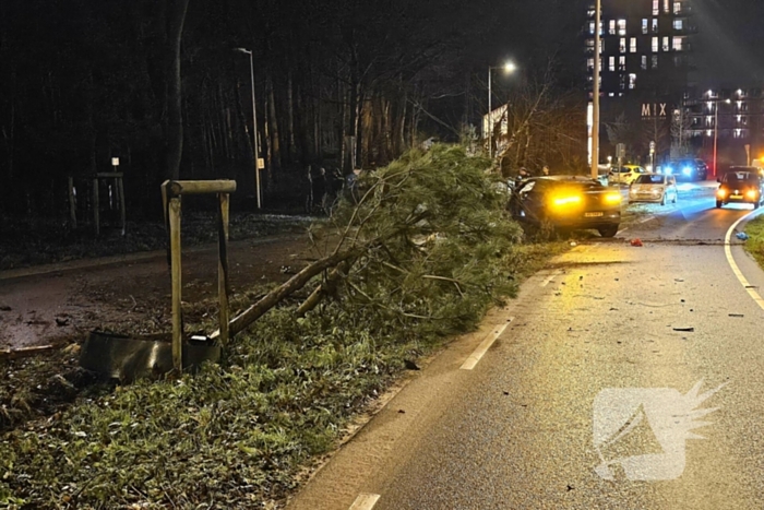 Jaguar i-pace rijdt meer bomen omver, bestuurder aangehouden