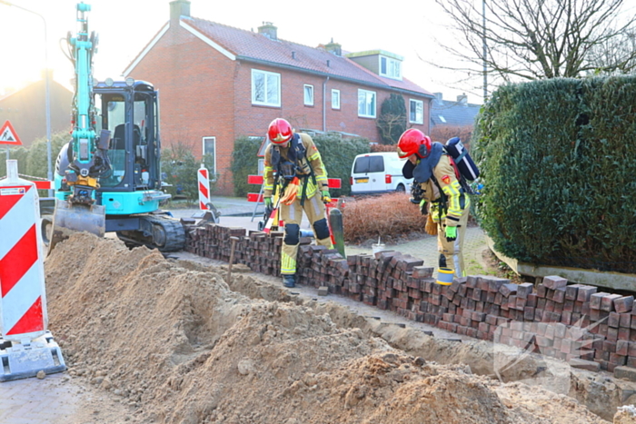 Gasleiding geraakt bij rioleringswerkzaamheden