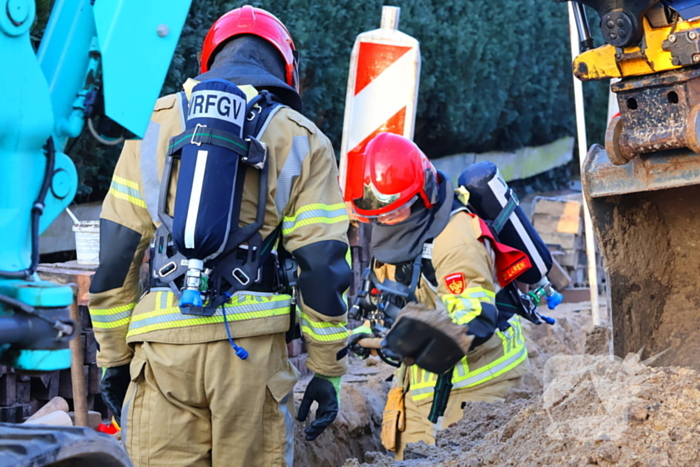 Gasleiding geraakt bij rioleringswerkzaamheden