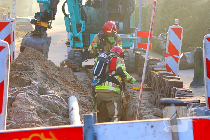 Gasleiding geraakt bij rioleringswerkzaamheden