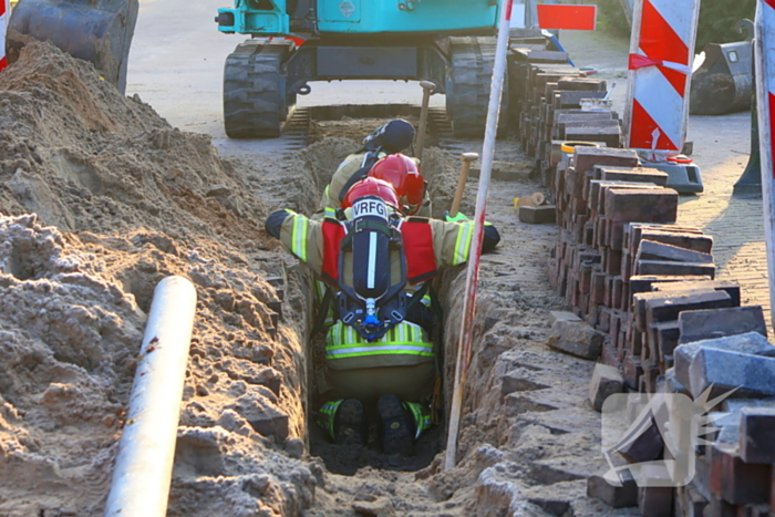 Gasleiding geraakt bij rioleringswerkzaamheden