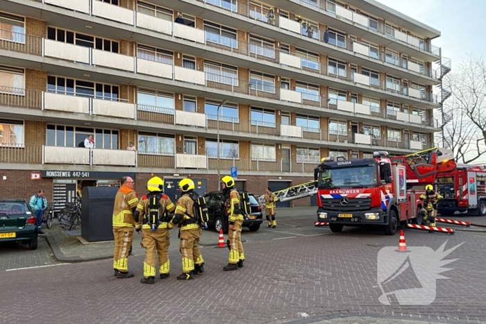 Brand in keuken van flatwoning op vijfde etage