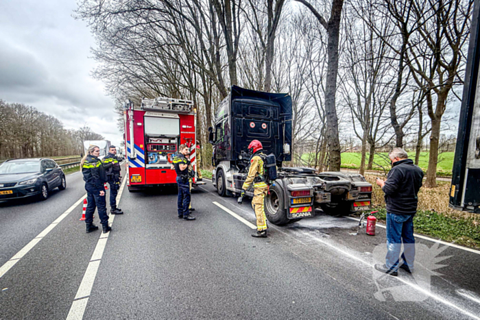Oververhitte remmen veroorzaken brand in vrachtwagen