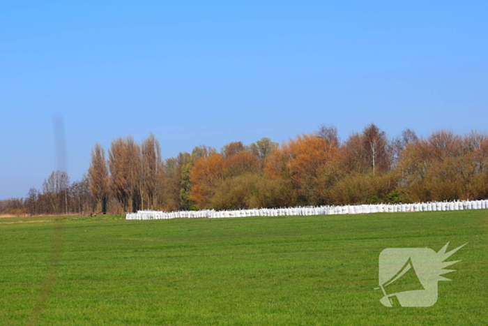 Zandzakken geplaatst ter voorkoming van overstroming