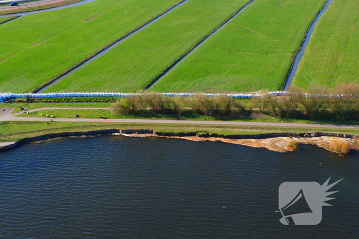 Zandzakken geplaatst ter voorkoming van overstroming