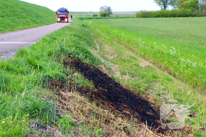 Bermbrand snel onder controle