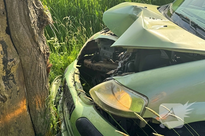 Bestuurder gewond bij botsing tegen boom