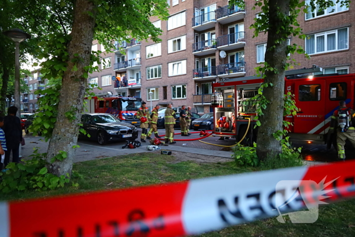 Evacuatie na brand in portiekwoning