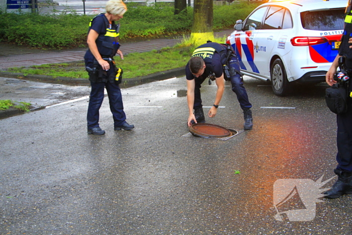 Bestelbus botst op weggedreven putdeksel