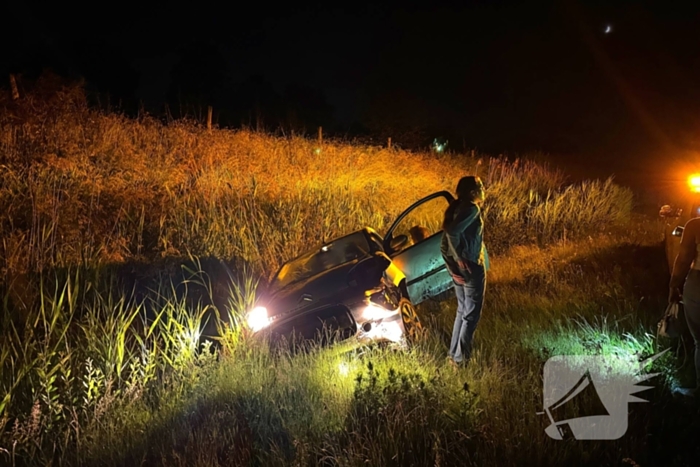 Auto belandt in sloot na het ontwijken van eend