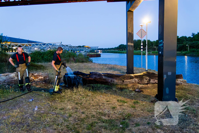 Mogelijke brandstichting bij boomstronk