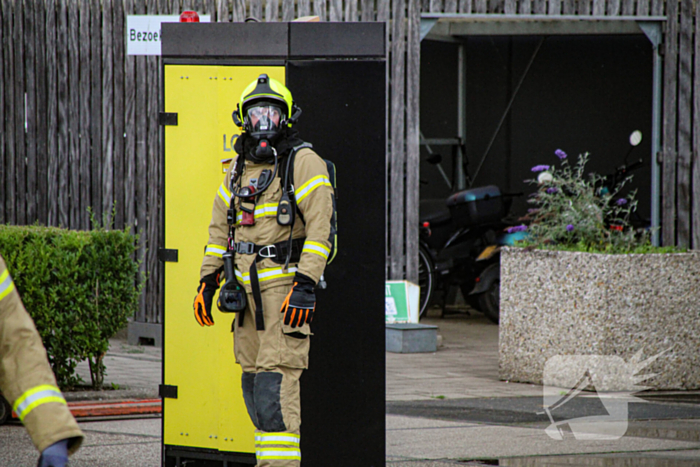 Brandweer blust brand in werkkast