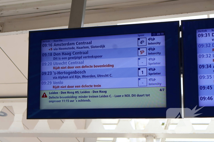 Defecte bovenleiding leidt tot grote vertragingen