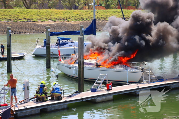 Brand in pleziervaartuig veroorzaakt rookpluimen