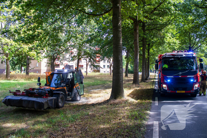 Grasmaaier veroorzaakt brand tijdens werkzaamheden