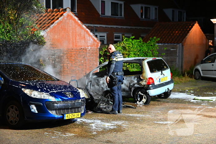 Auto's in vlammen op