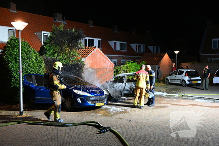 Auto's in vlammen op